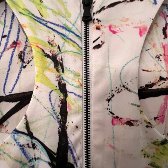 Milly Dress 12 Scribble-Print Racerback Knee Length - Picture 4 of 10